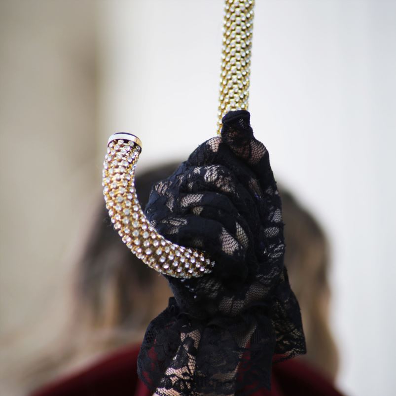 مظلة | 189 58002-9 d35 - مظلة سوداء مع سلاسل مطبوعة من الداخل PASOTTI Z446V502